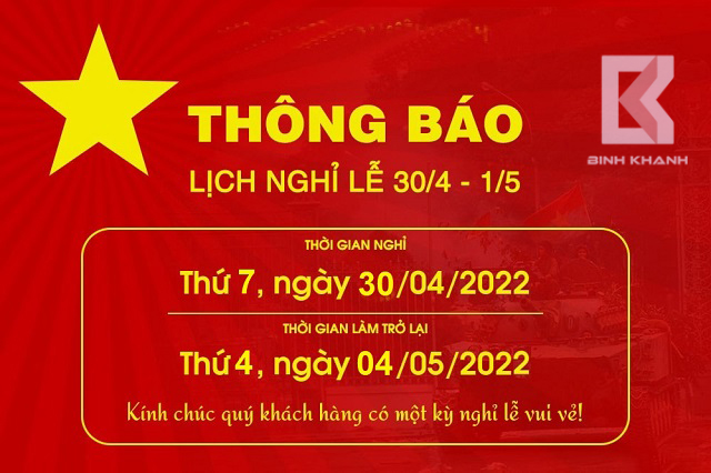 Thông báo lịch nghỉ Lễ 30/04 và 1/5